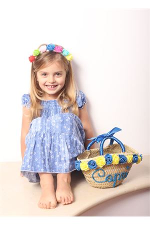 Straw bag for baby girl with roses Capridea | BORSAROSEBABYAZZURRO